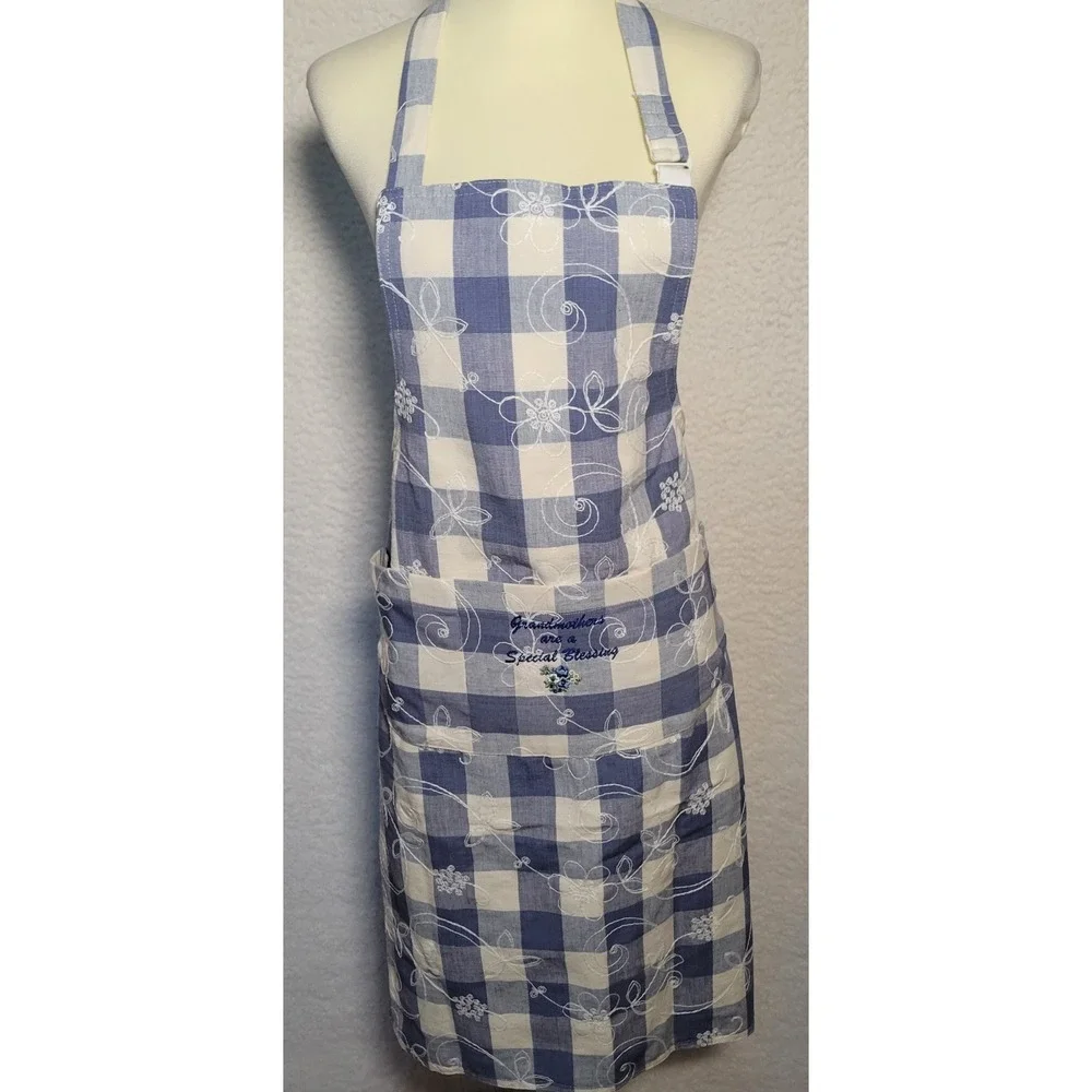 Full Apron Floral Embroidered Grandmother Blessing Pockets One Size 1865